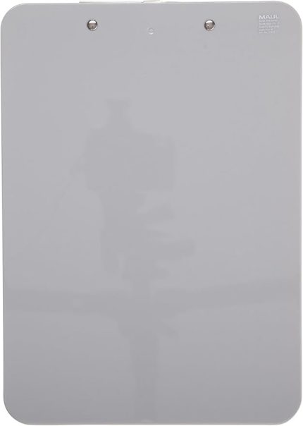 MAUL Klemmbrett A4 | Schreibbrett aus Kunststoff im DIN A4 Format | Clipboard zum Aufhängen | moderner Klemmer zur Aufbewahrung von Papier | für Büro, Küche und Werkstatt | Grau