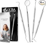 OCBA Zahnarzt Instrumente Zahnpflege Set 4Pcs Dental Kit Edelstahl Zähne Kit Professionelle Zahnsonde Zahnhygiene Tools Mundspiegel Zahnstein Schaber