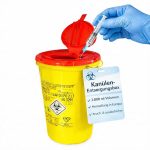 3 Stück Kanülenabwurfbehälter 2 Liter, für Spritzen, Nadeln & Skalpelle, Sharps Container, Abwurfbehälter, Biohazard, Butterfly Kanüle, Spritzenabwurfbehälter, Nadelentsorgungsbehälter