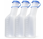 Tiga-Med Urinflasche Männer 3er Set 1 Liter – Urinalflasche mit Deckel & Graduierung, PP Kunststoff, autoklavierbar 130°C, Pflege & Klinik