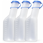 Tiga-Med Urinflasche Männer 3er Set 1 Liter – Urinalflasche mit Deckel & Graduierung, PP Kunststoff, autoklavierbar 130°C, Pflege & Klinik