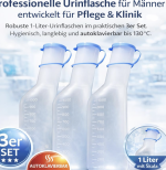 Tiga-Med Urinflasche Männer 3er Set 1 Liter – Urinalflasche mit Deckel & Graduierung, PP Kunststoff, autoklavierbar 130°C, Pflege & Klinik – Bild 3